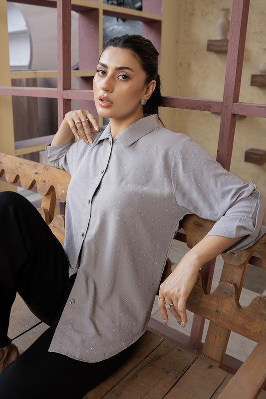 Celeste Glow Button Shirt (Ash Grey Top)