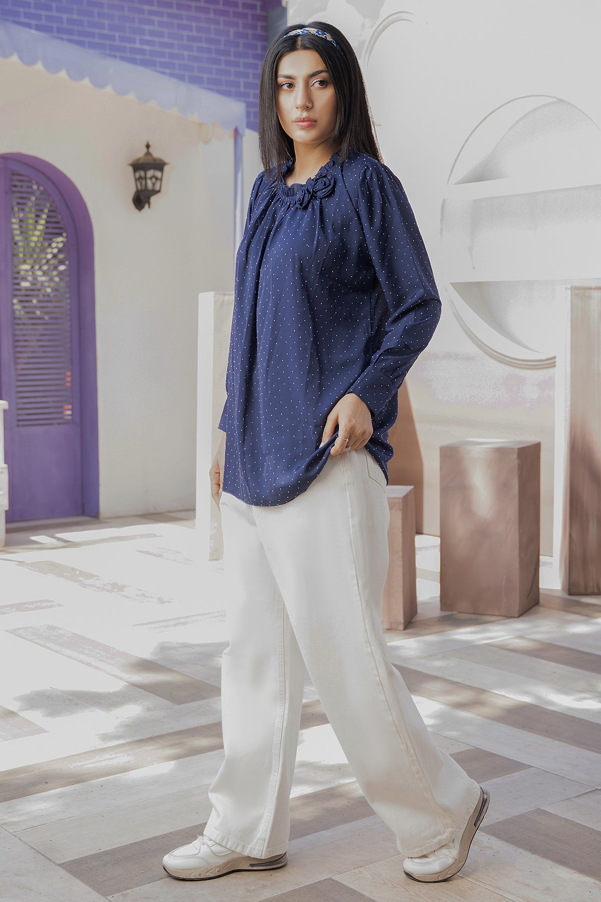 Grace Embellished Top (Midnight Blue)