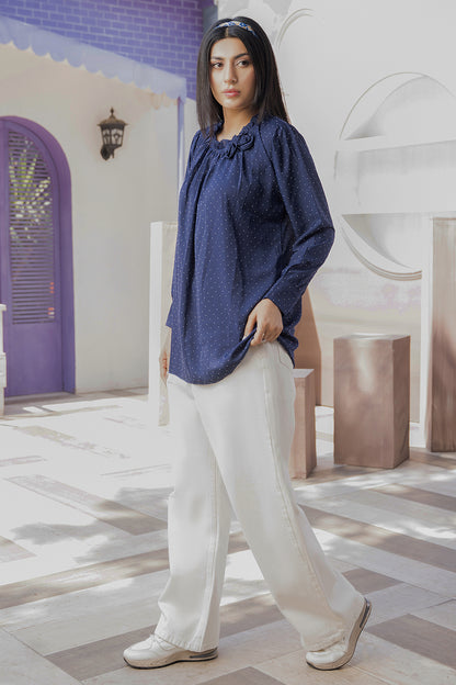 Grace Embellished Top (Midnight Blue)