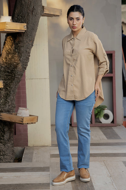 Celeste Glow Button Shirt (Soft Blush Pink Top)