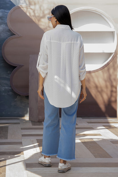 Celeste Glow Button Shirt (Classic White Top)