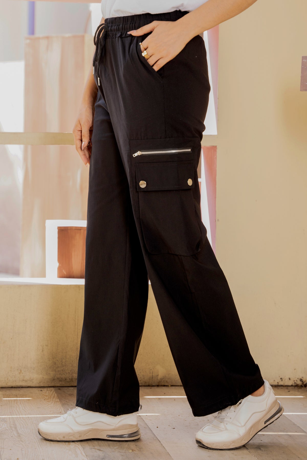 Urban Drift Women Cargo Trousers (Jet Black Urban Cargo)