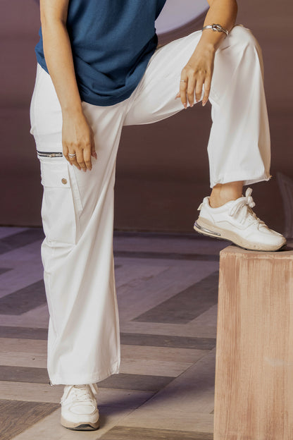 Urban Drift Women Cargo Trousers (Elegant White Urban Cargo)