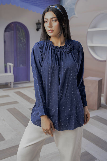 Grace Embellished Top (Midnight Blue)