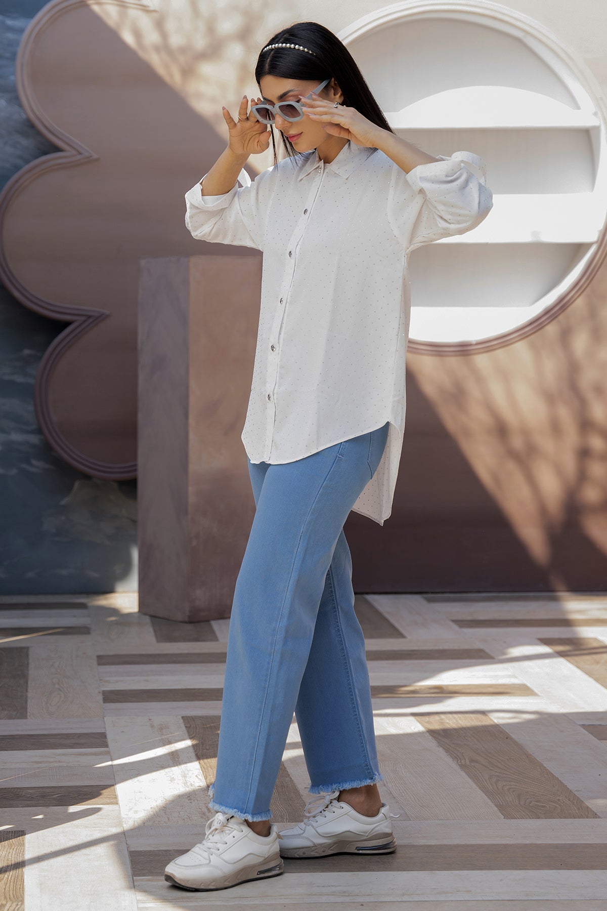 Celeste Glow Button Shirt (Classic White Top)