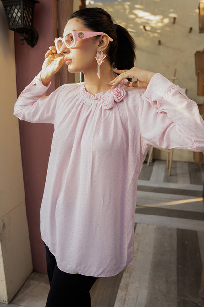 Grace Embellished Top (Blush Pink)