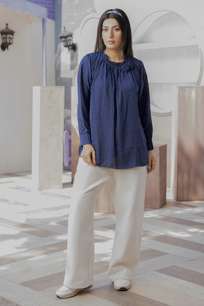 Grace Embellished Top (Midnight Blue)
