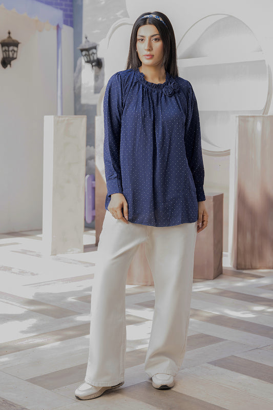Grace Embellished Top (Midnight Blue)