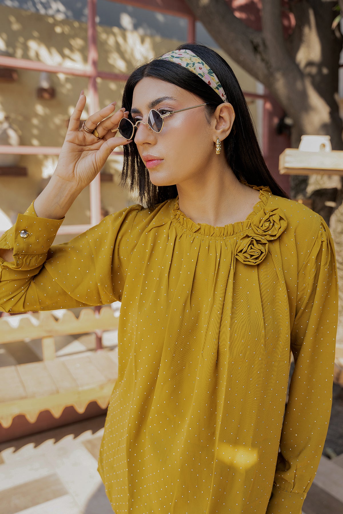 Grace Embellished Top (Mustard Gold)