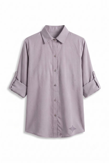 Celeste Glow Button Shirt (Ash Grey Top)
