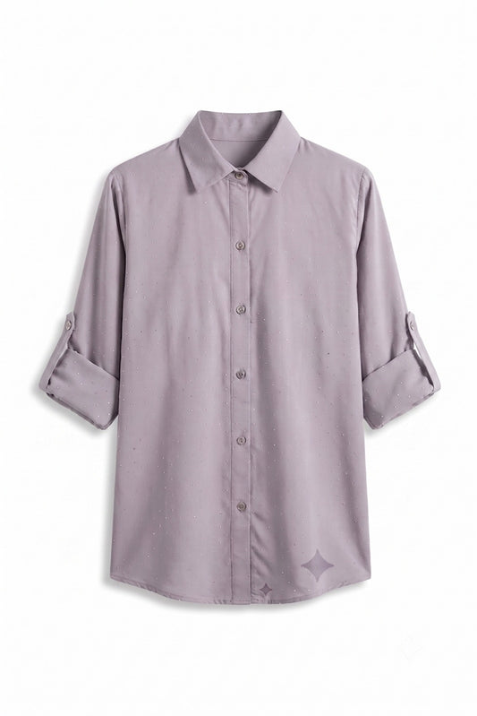 Celeste Glow Button Shirt (Ash Grey Top)