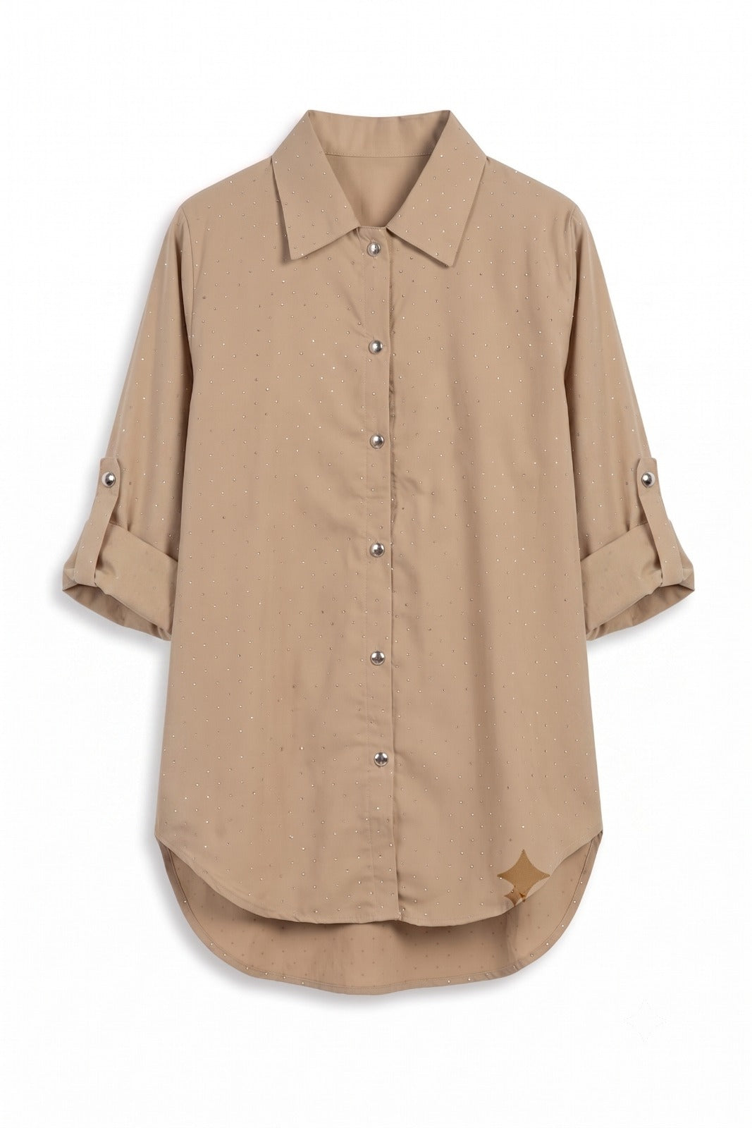 Celeste Glow Button Shirt (Beige Nude Top)