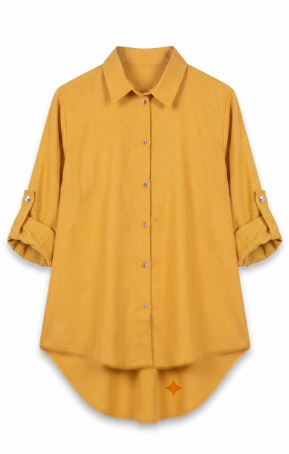 Celeste Glow Button Shirt ( Mustard Gold Top)