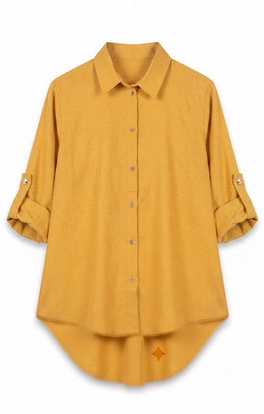Celeste Glow Button Shirt ( Mustard Gold Top)